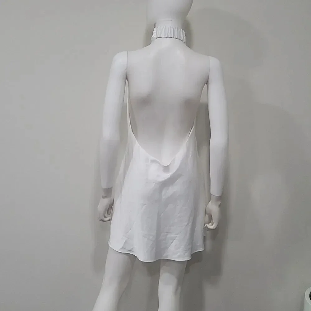 NWOT SHOW ME Your MuMu Jasmine Halter Mini Dress in Ivory Luxe Satin - Picture 7 of 13